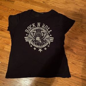 Black rock & roll tee